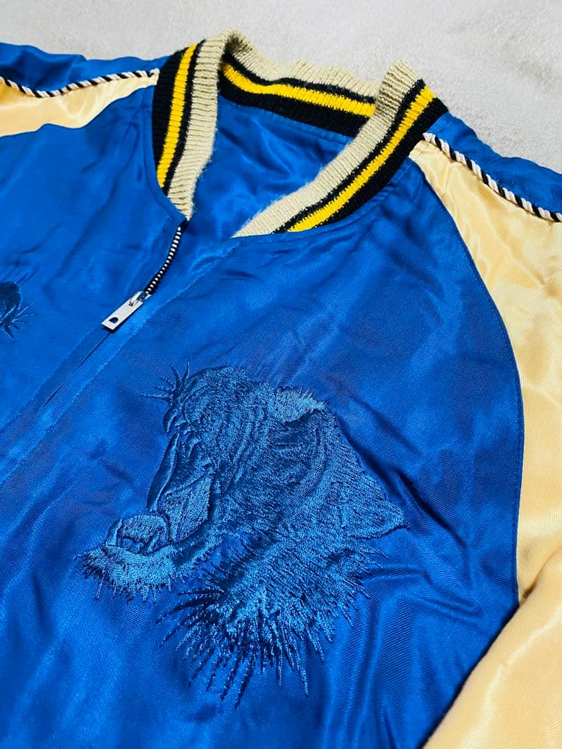 BEAMS 虎 東洋テーラー 2面用 スカジャン unisex レーヨン ブルー