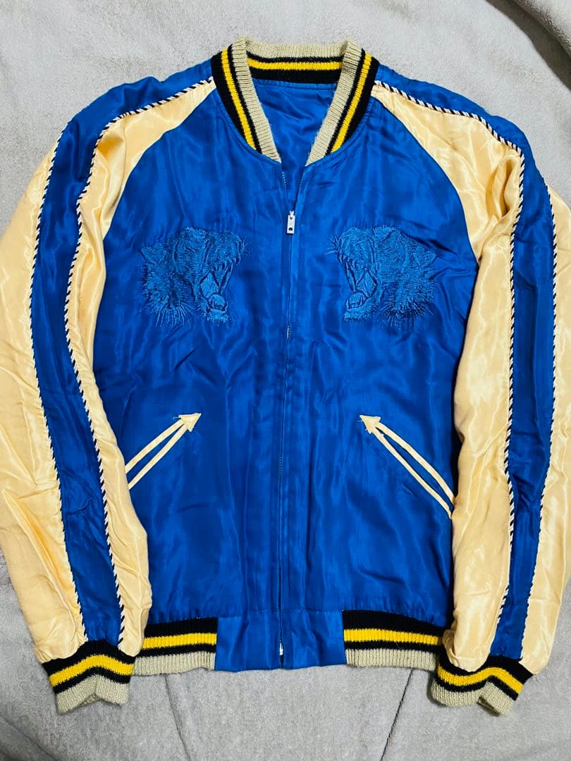 BEAMS 虎 東洋テーラー 2面用 スカジャン unisex レーヨン ブルー