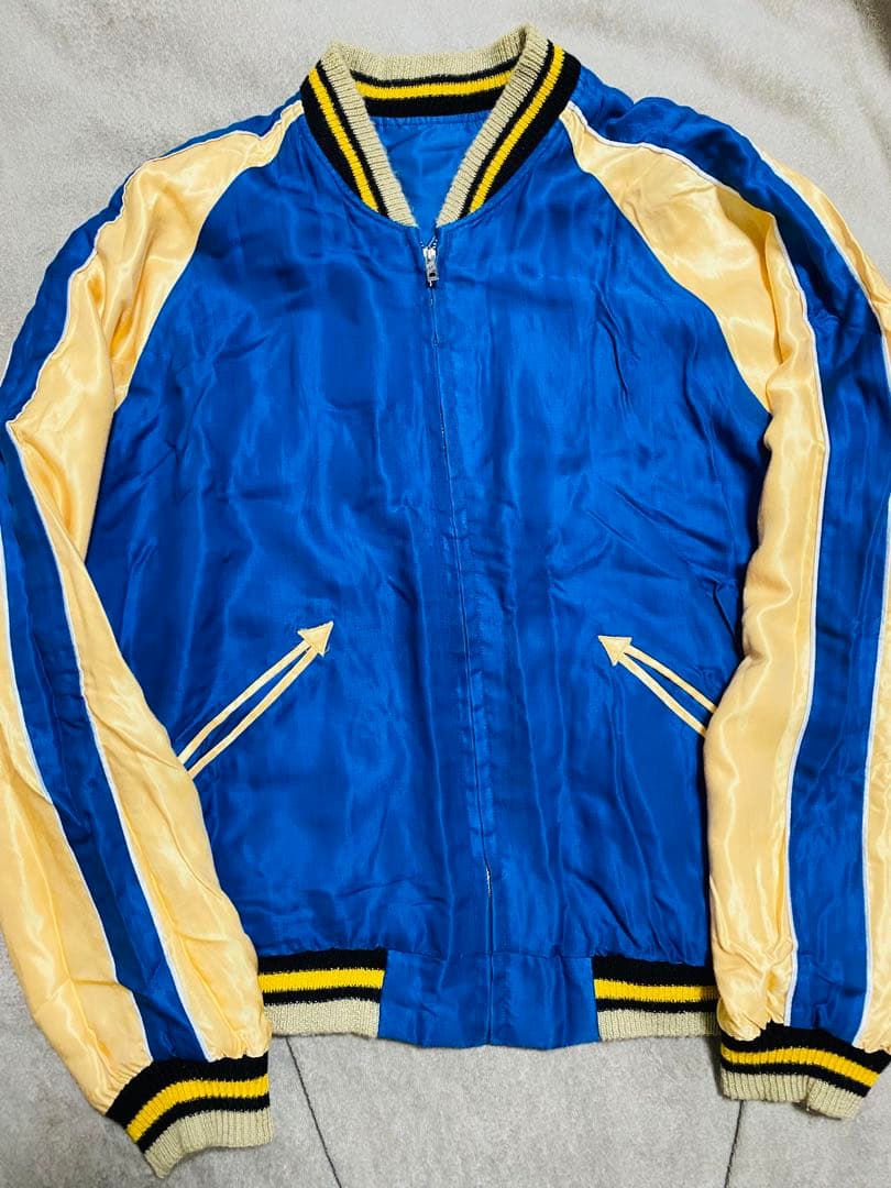 BEAMS 虎 東洋テーラー 2面用 スカジャン unisex レーヨン ブルー