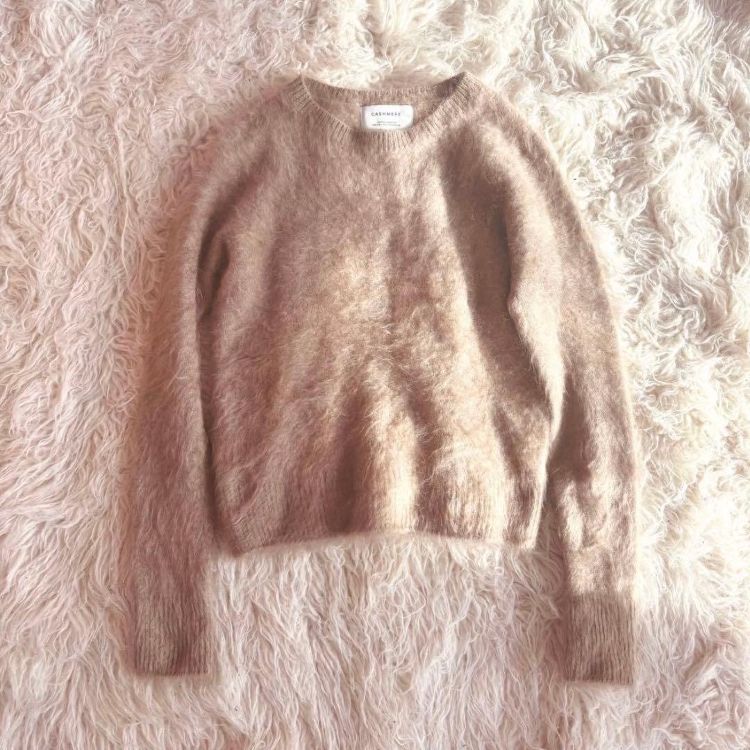 美品　カシミヤ100% ヘアリーニット　キャメル