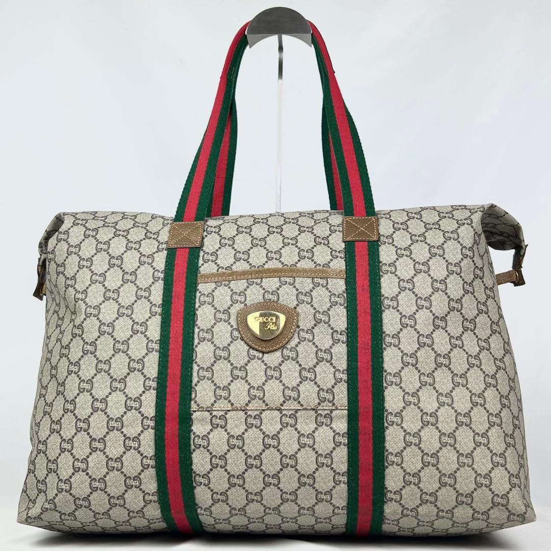 GUCCI ボストンバッグ ショルダー シェリーライン GG プラス PVC