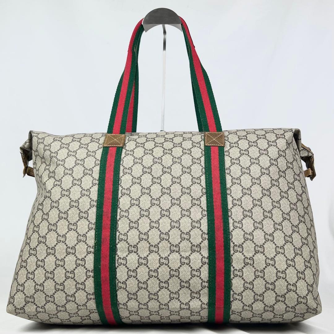 GUCCI ボストンバッグ ショルダー シェリーライン GG プラス PVC
