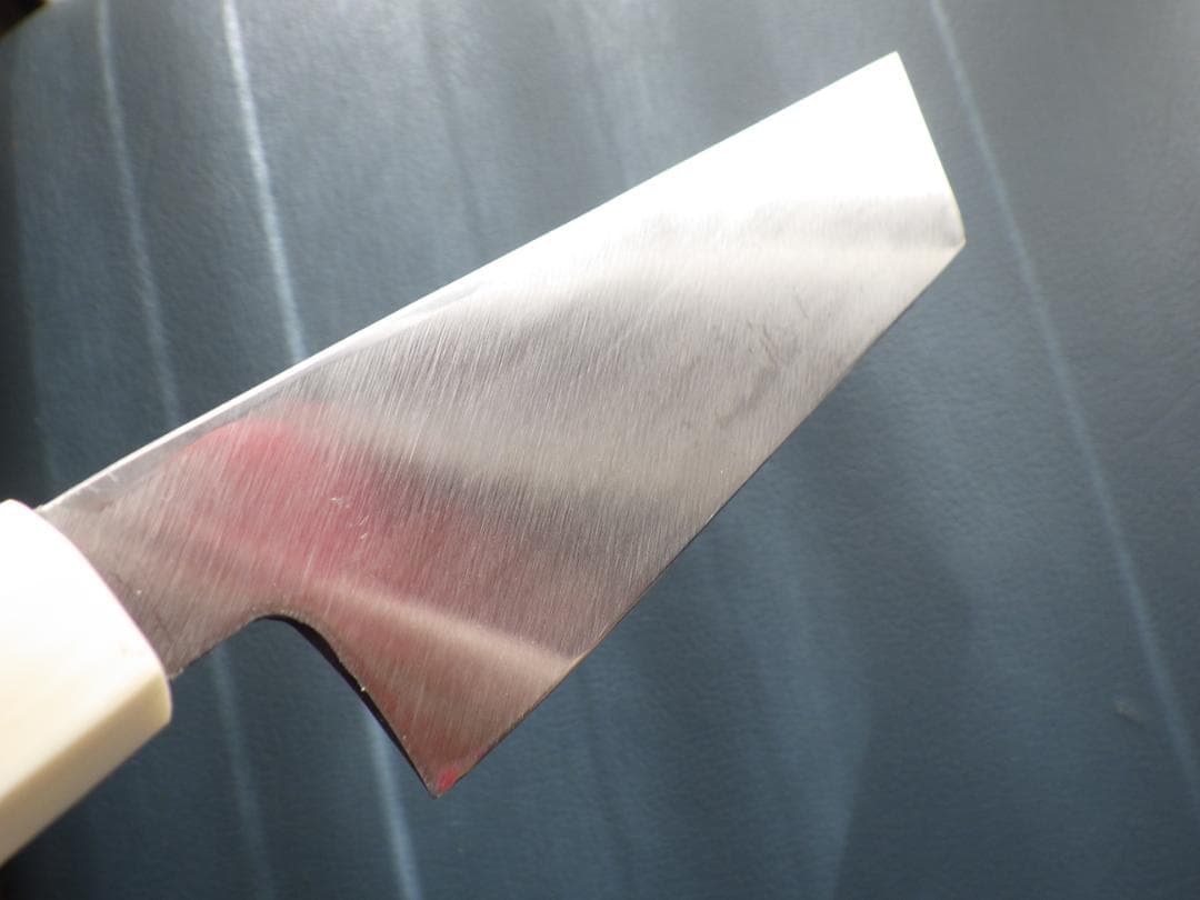 ゆ*う様 ㊧薄刃包丁★人工象牙カスタム銀巻三段柄/手研ぎ済み★左利き用