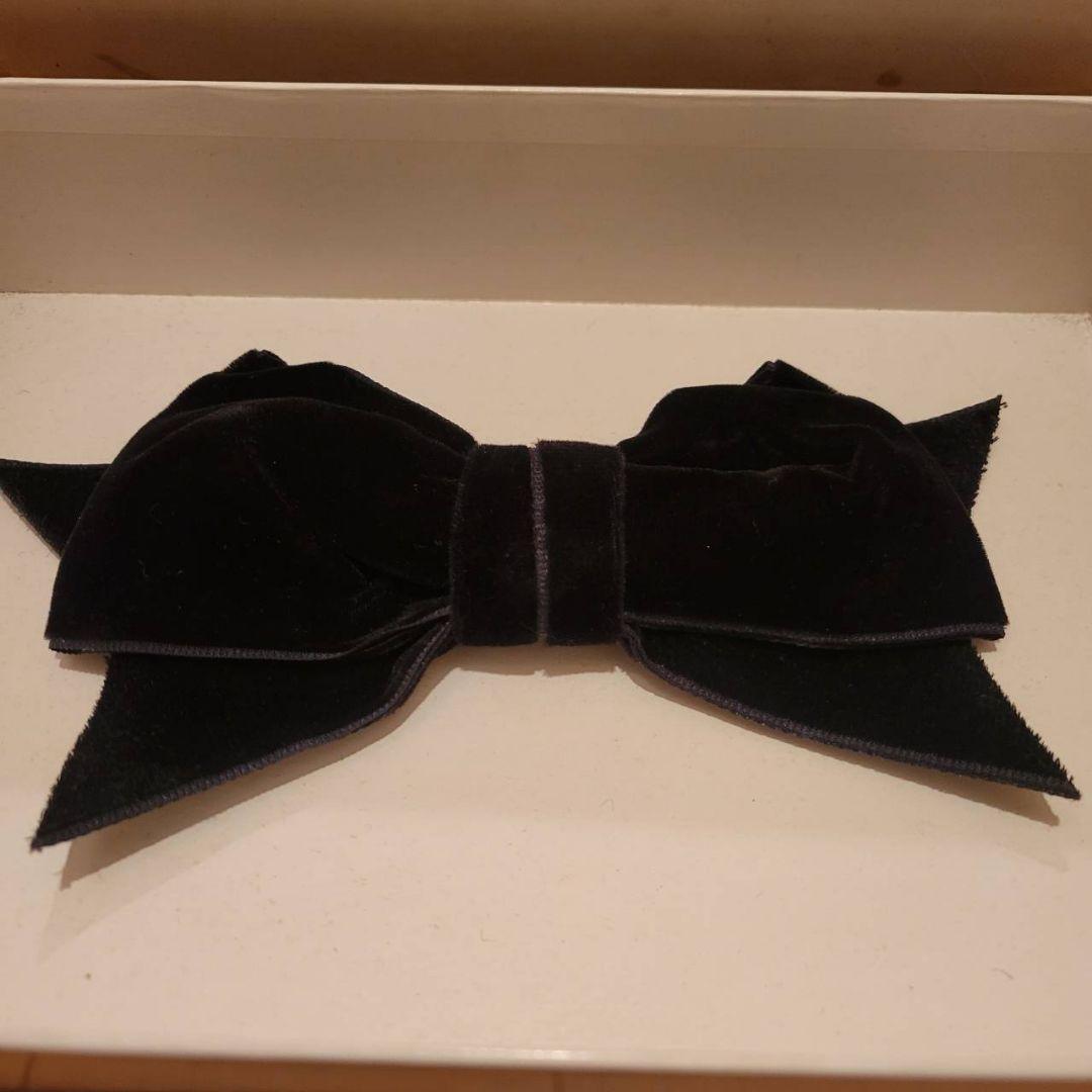 CHANEL シャネル リボン ブローチ ベロア ブラック 黒 箱付き