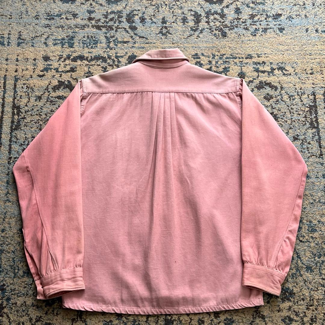 40s コットン ギャバジン シャツ ボックス ピンク サンフェード 検 50s