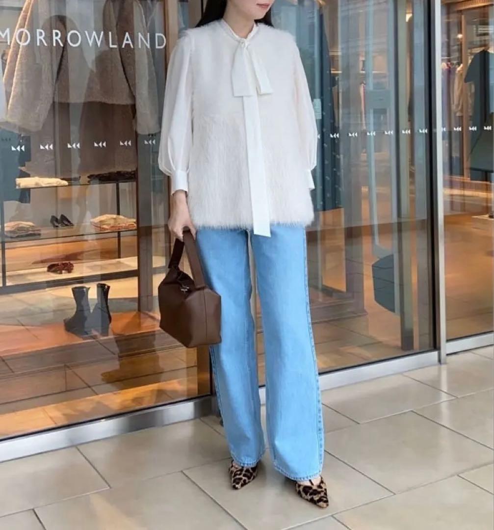 トゥモローランド マカフィー デニムワイドストレートパンツ ライトブルー 34