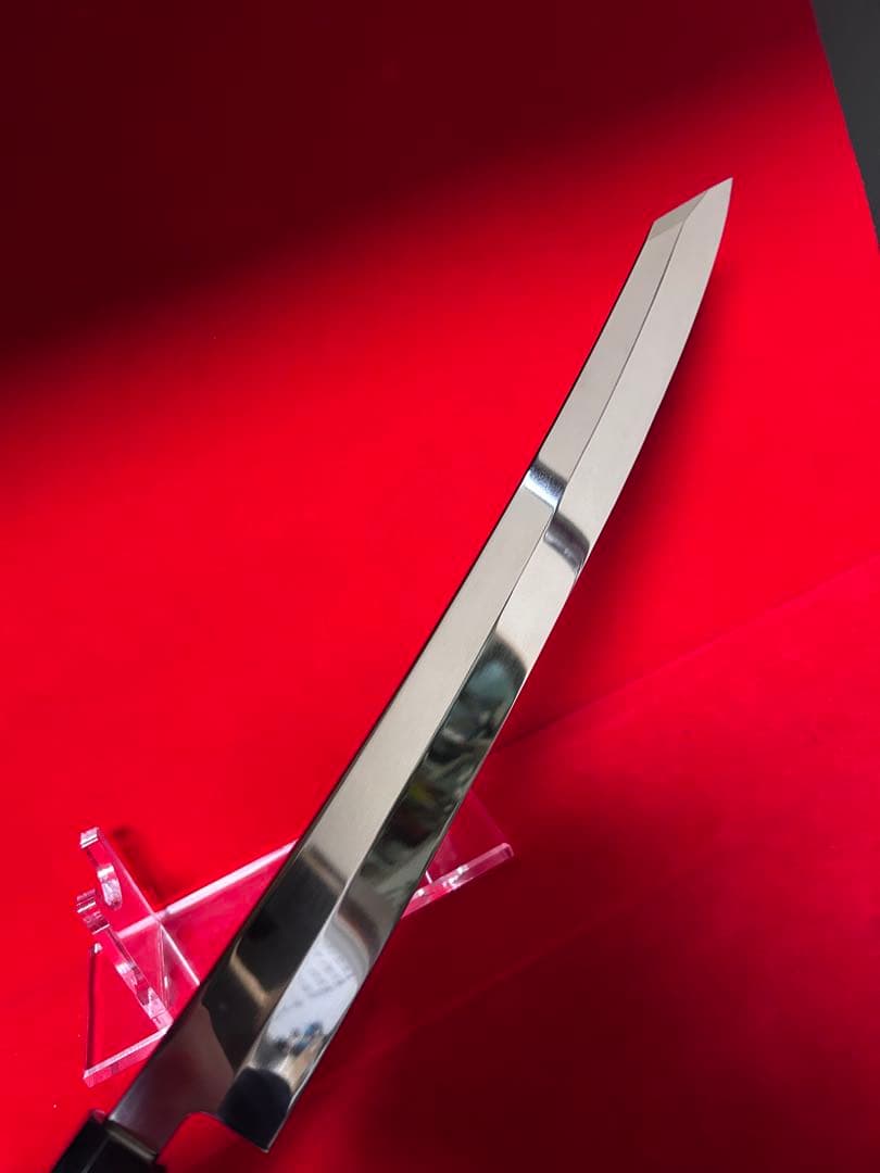 01567 包丁　剣型切付　尺三　鏡面仕上げ　切味抜群　箱付　未使用品