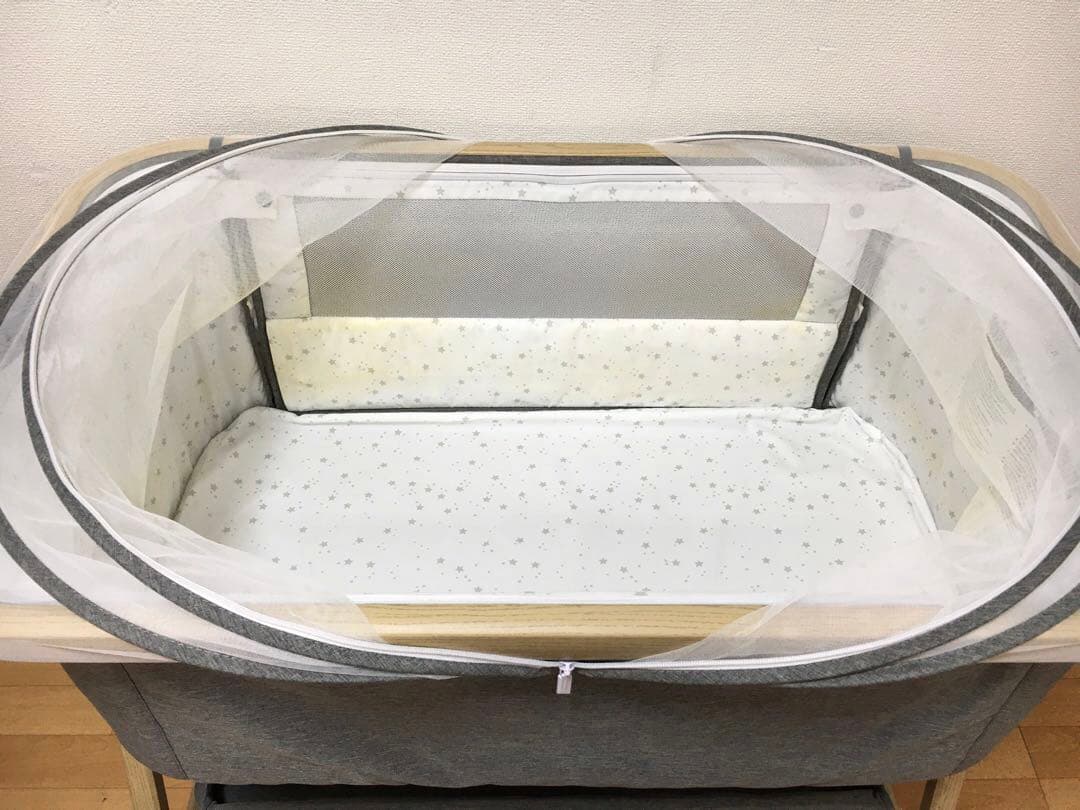 HZDMJ ベビーベッド　折りたたみベッド　グレー