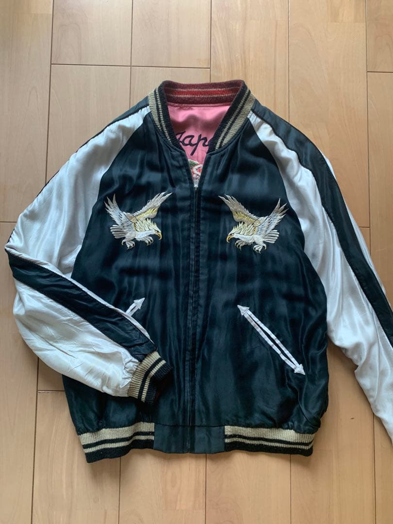 marcoスカジャン ピンク/黒 刺繍デザイン