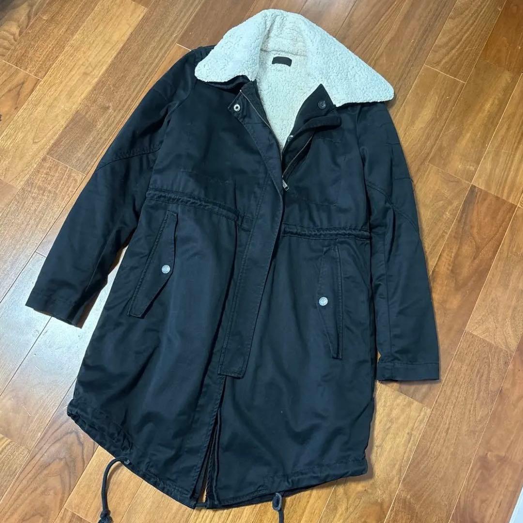 DIESEL☆ブラック モッズコート　ボアキルティングライナー付き☆美品
