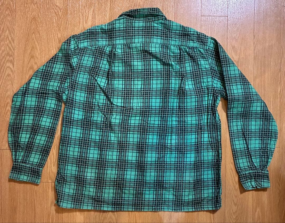 50's Bond プリントネルシャツ　開襟BOX型　Lサイズ　好配色　激レア‼︎