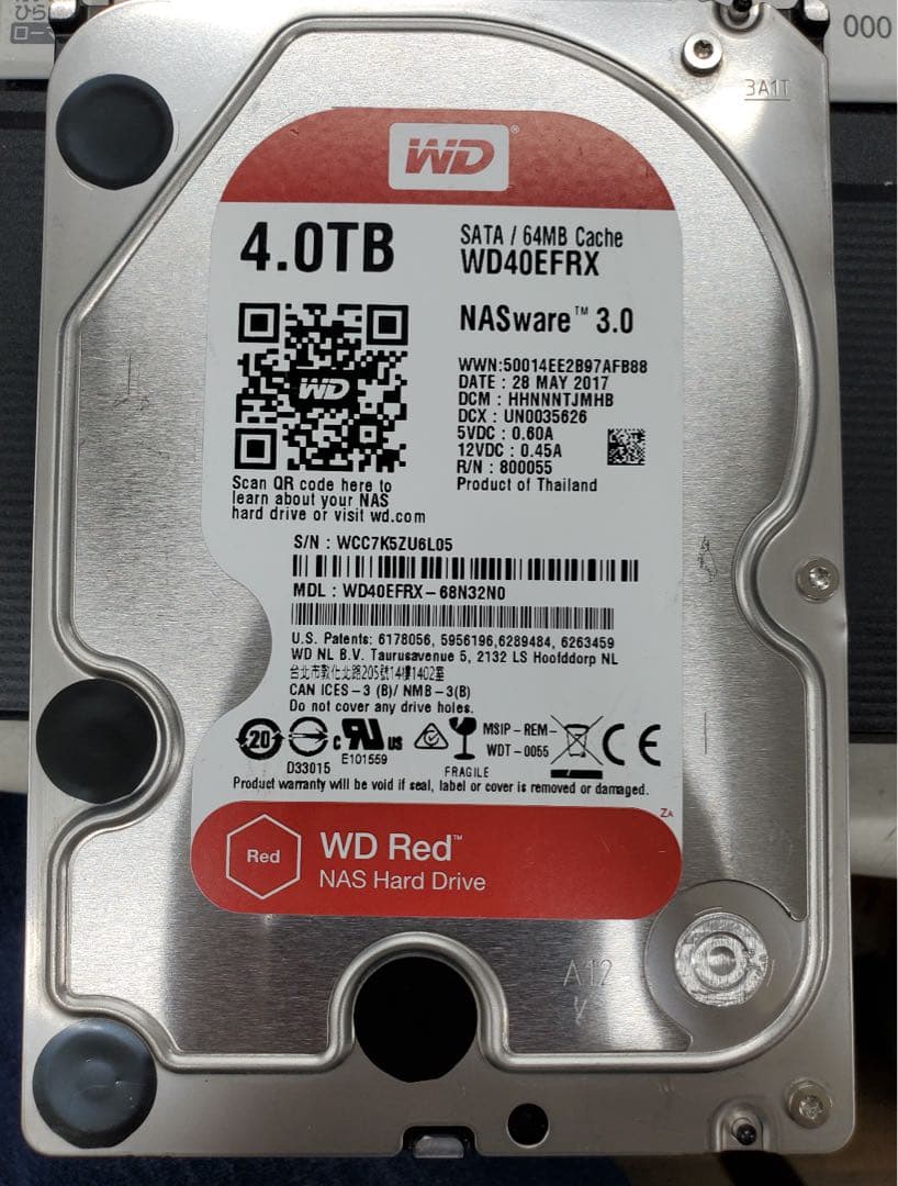 内蔵型ハードディスクドライブ WD Red 4TB WD40EFRX NAS