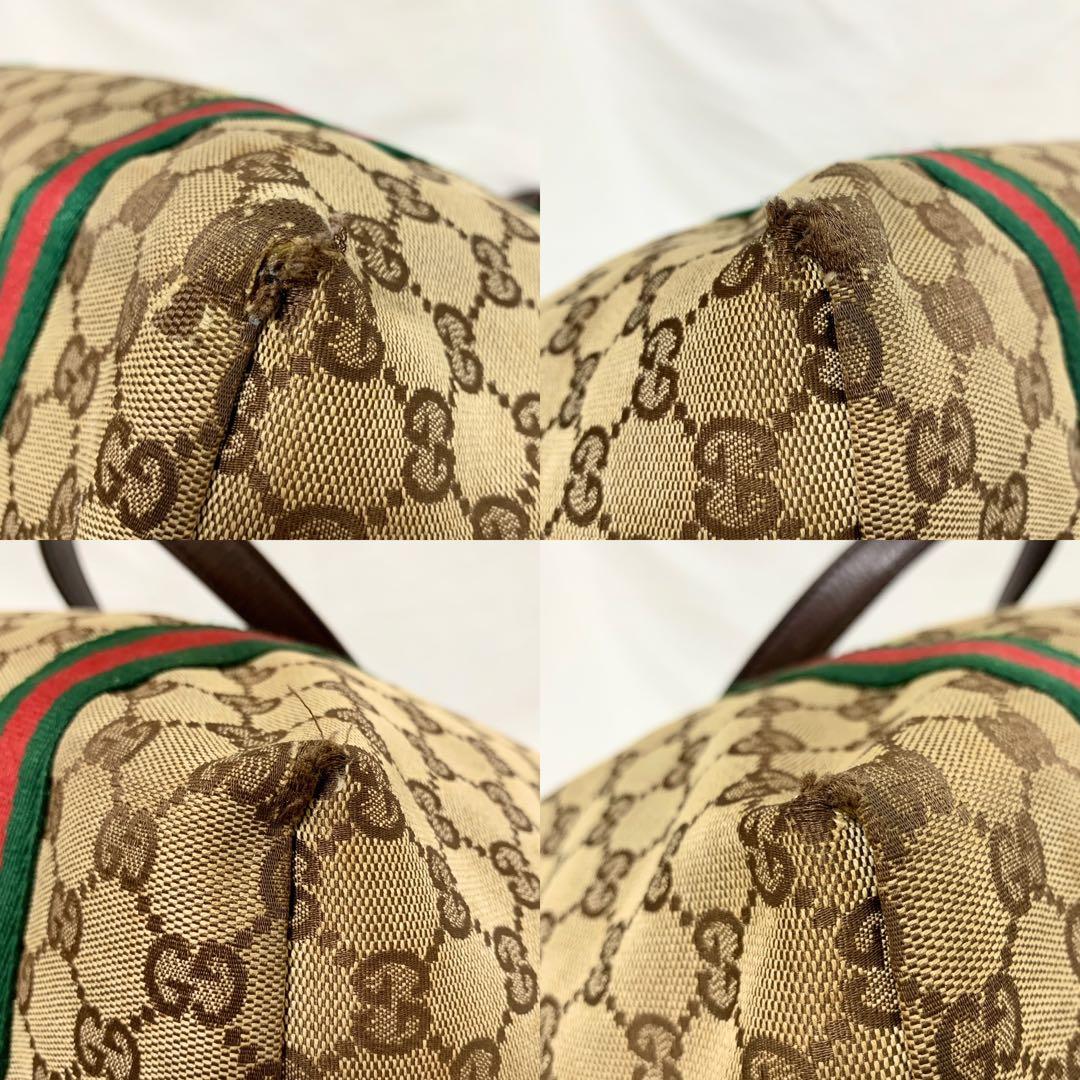 良品✨ グッチ　シェリーライン　ggキャンバス　トートバッグ　肩掛け　ブラウン
