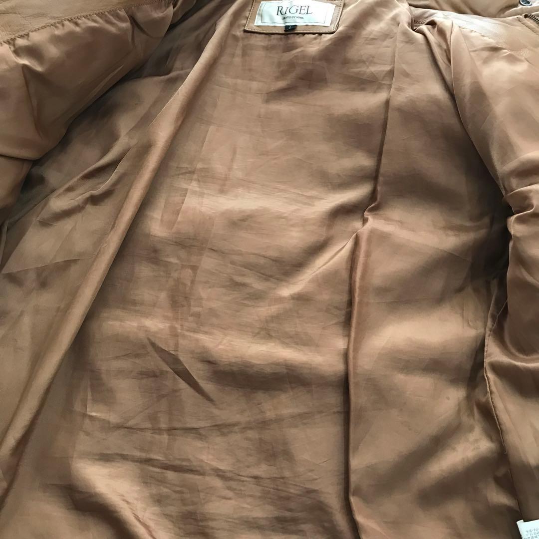 本革 羊革 ラムレザーダウンジャケット キムタク ヒーロー 美品 ブラウン L