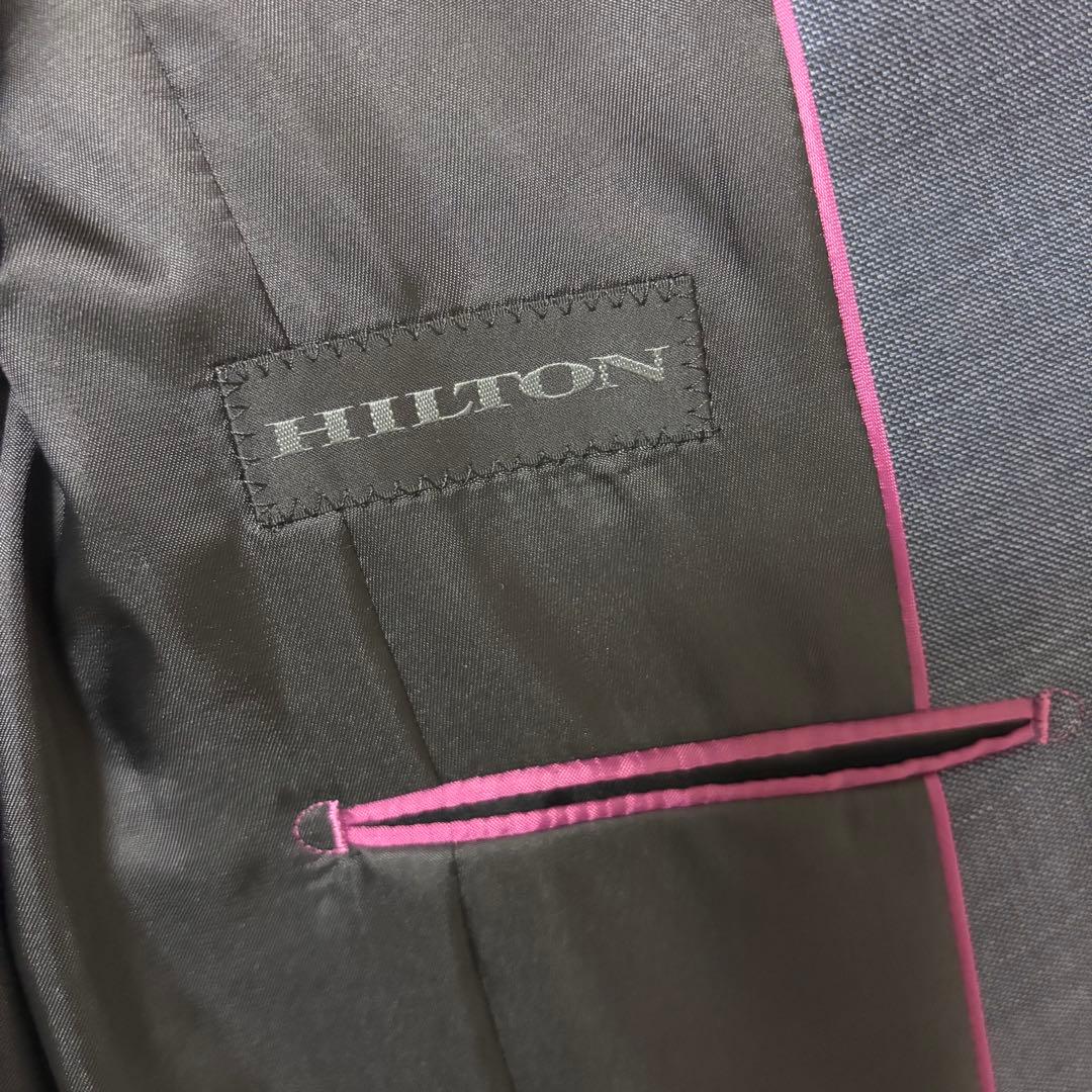 洋服の青山 HILTON スーツ3点セット 丈長め ワイドパンツ ネイビー 青