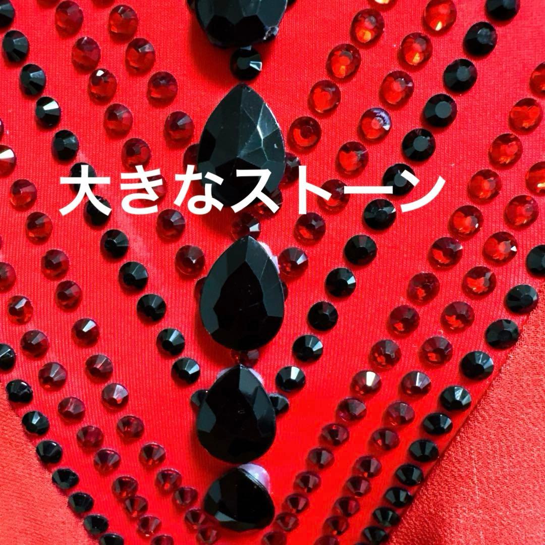 社交ダンス衣装、社交ダンスドレス、赤と黒のグラデーションワンピース