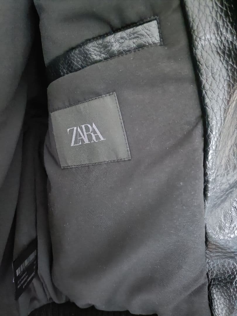 ZARA 黒 フェイクレザー パフジャケット　M