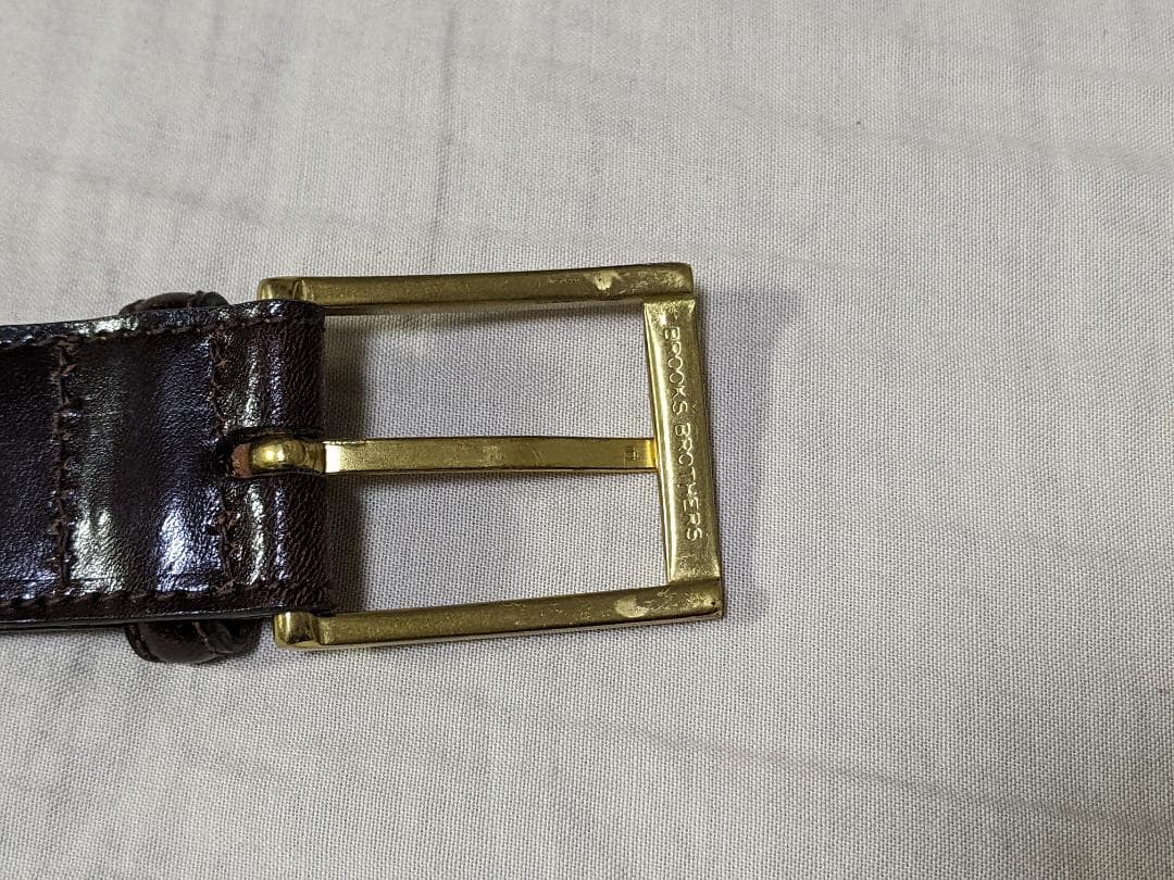 新品未使用 USA製 ブルックスブラザーズ レザー ドレスベルト ダークブラウン