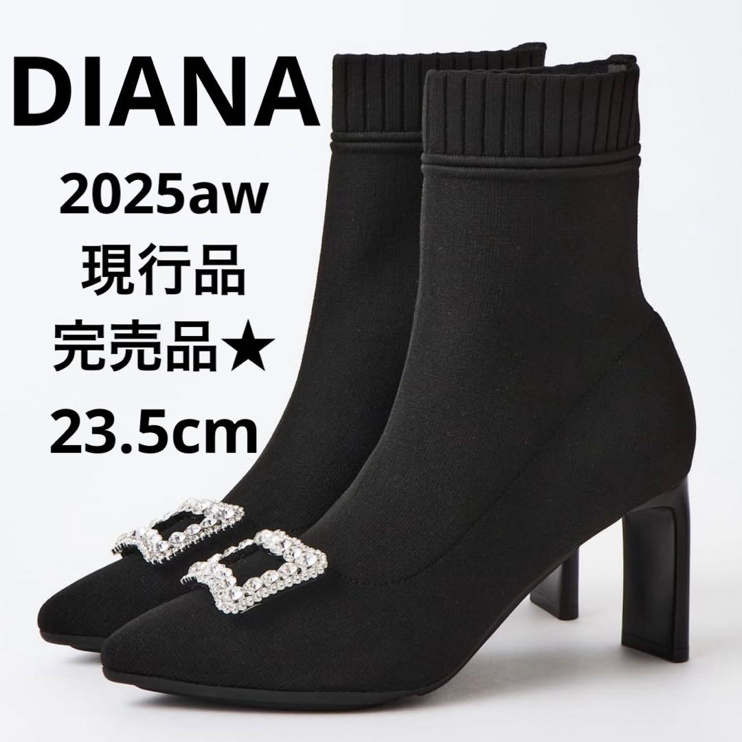 限定値下げ中 極美品 diana ビジューバックル付きニットブーツ 23.5cm