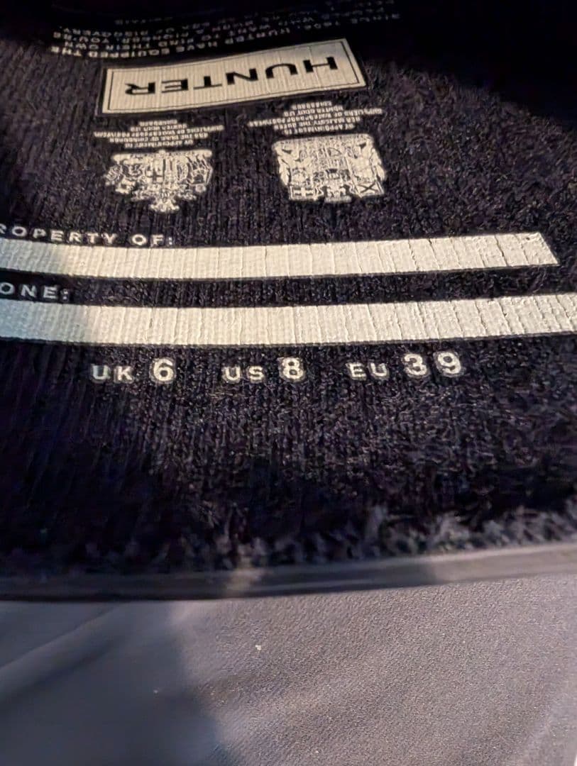 HUNTER ブラックラバー長靴 バックル付き