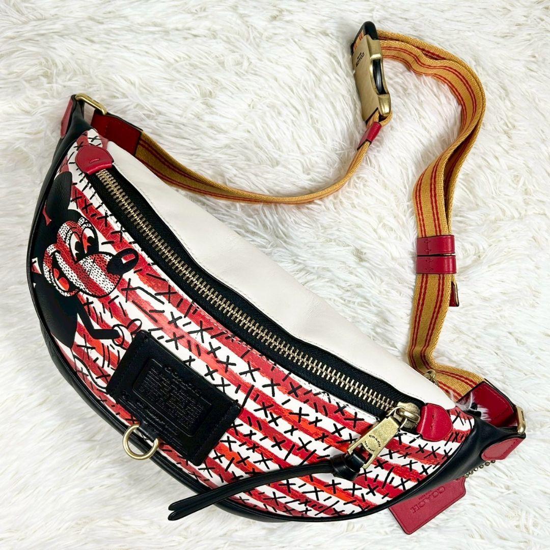 限定品/未使用級✨コーチ ディズニー ミッキー ボディバッグ 斜め掛け ボーダー