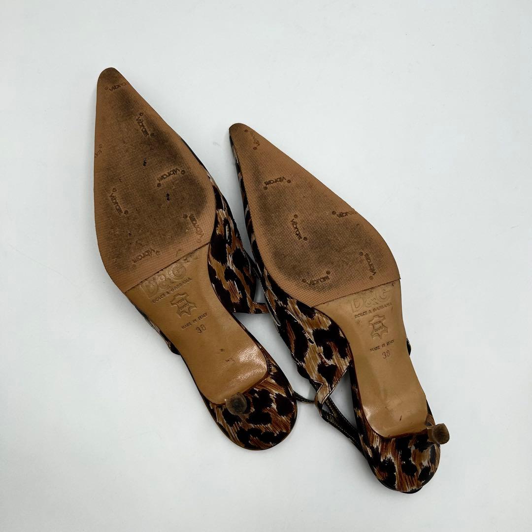 ドルチェ&ガッバーナ　ミュール　レオパード　アンクルストラップ　25cm