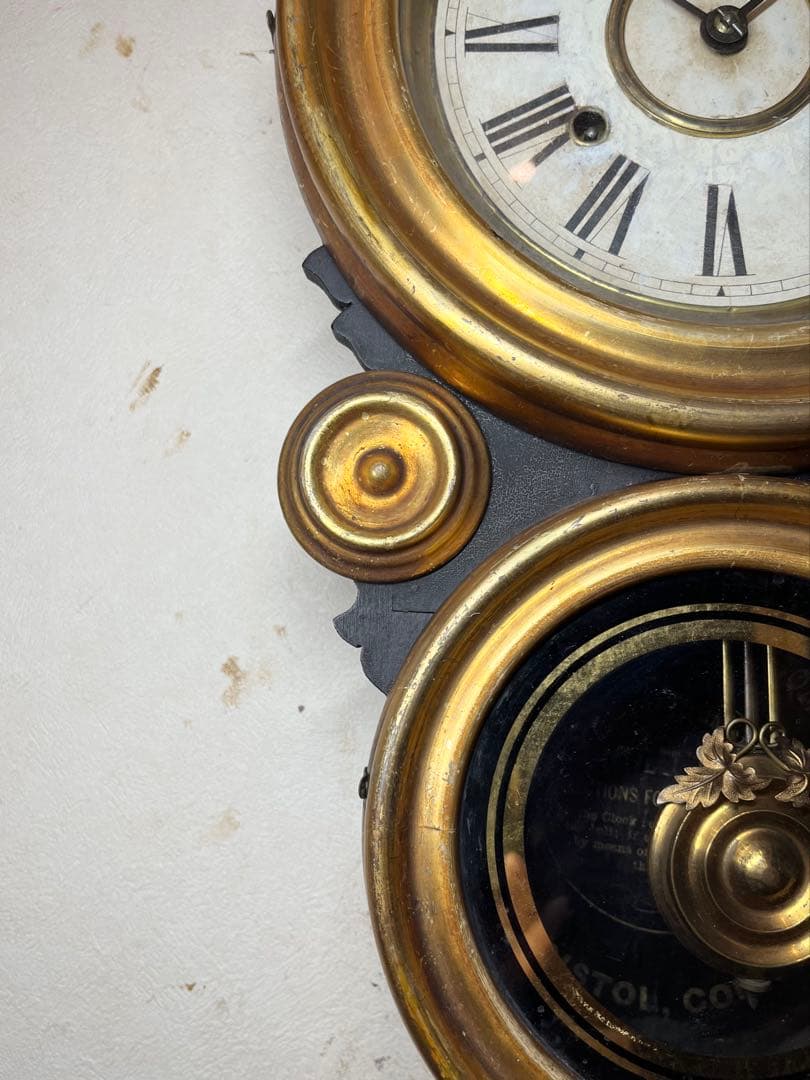 金ダルマ　程度良　柱時計　古時計　振り子　レトロ　ゼンマイ　精工舎　ボンボン