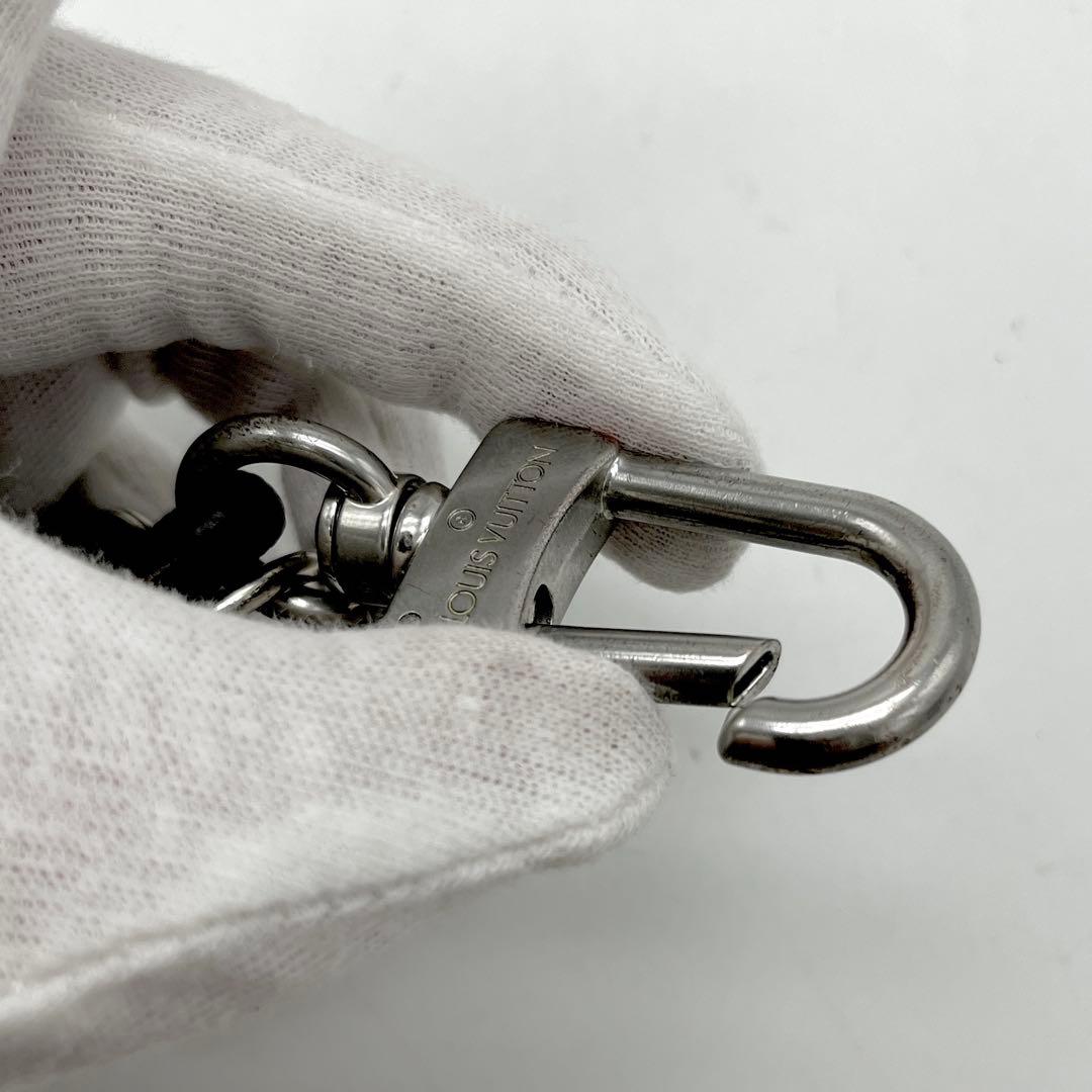 ルイヴィトン ダミエグラフィット キーホルダー レザーロープ キーチャーム 黒