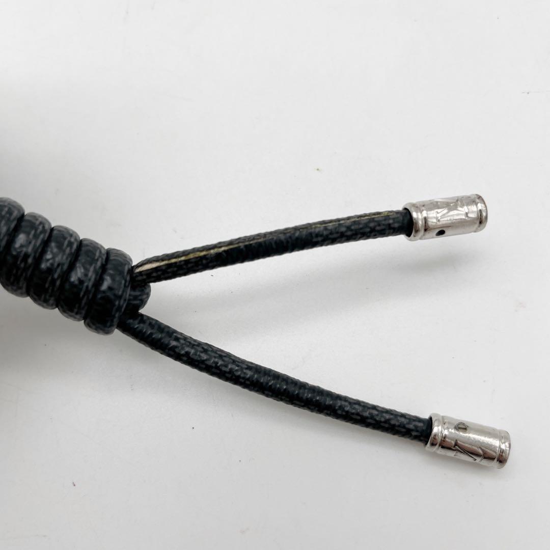 ルイヴィトン ダミエグラフィット キーホルダー レザーロープ キーチャーム 黒