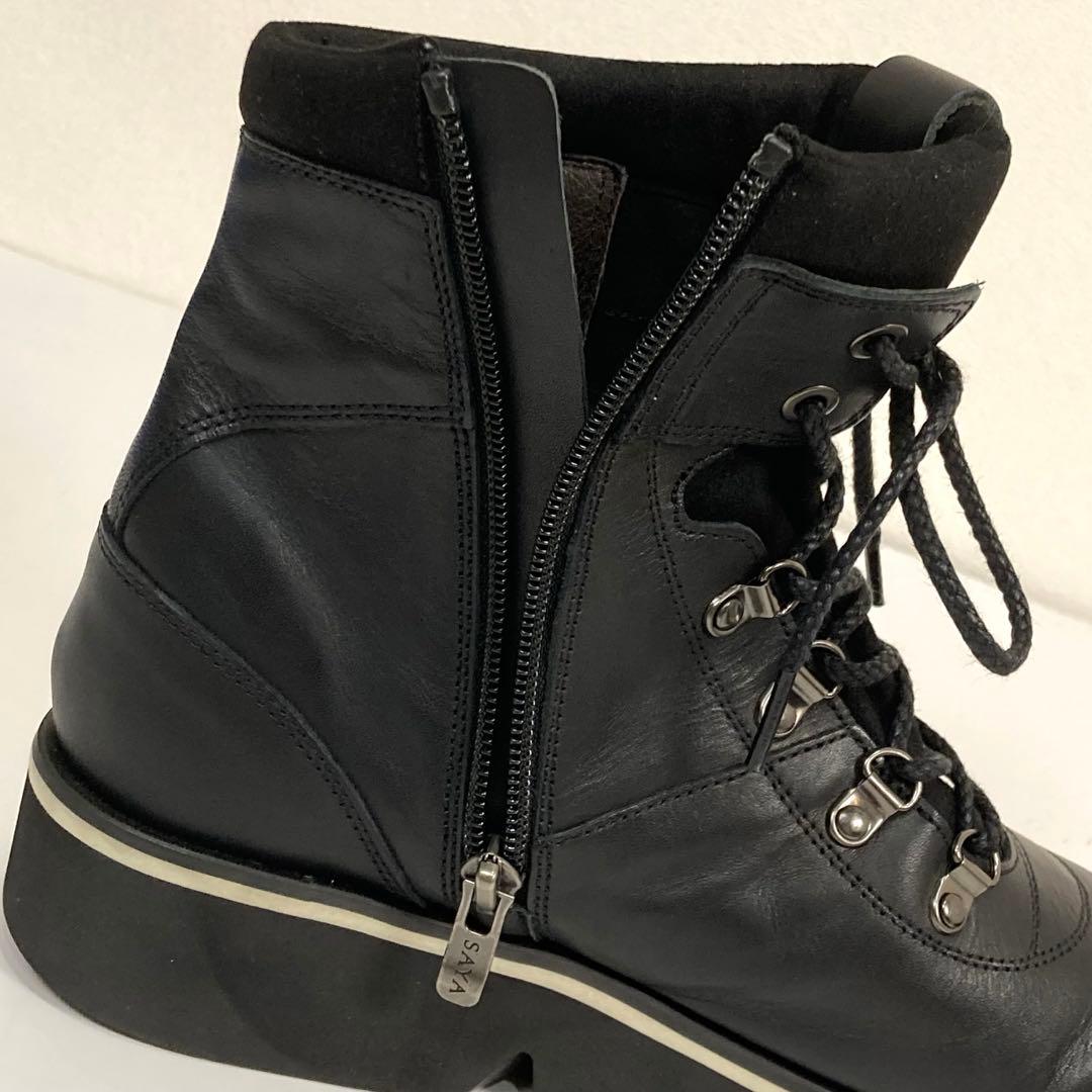 美品　サヤ SAYA レースアップ　ショートブーツ サイドジップ　日本製