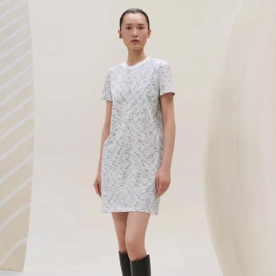 『未使用品』HERMES エルメス ボルデュック・チェック ドレス 34