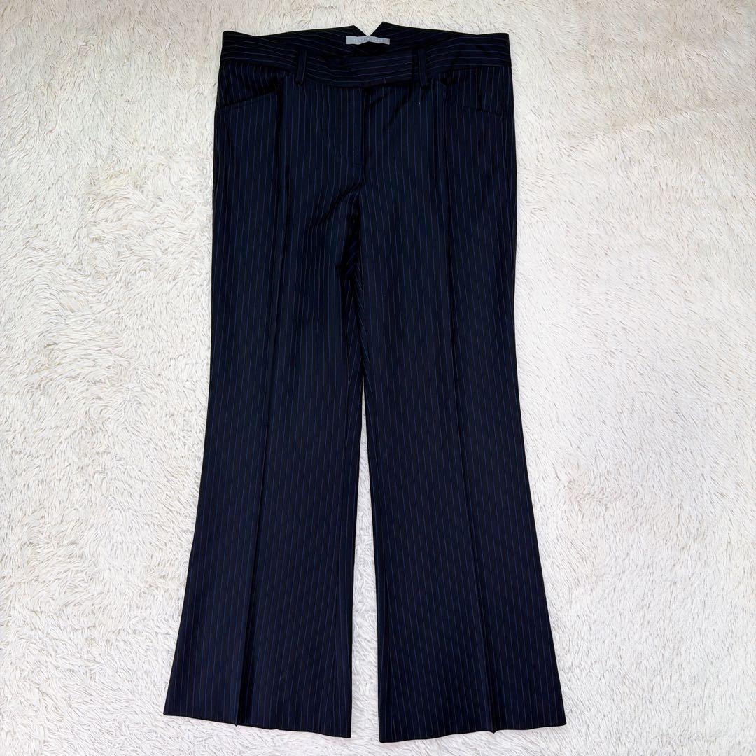 【希少】セオリーリュクス　GABE ストライプ　ネイビー　フレア　スーツ　42