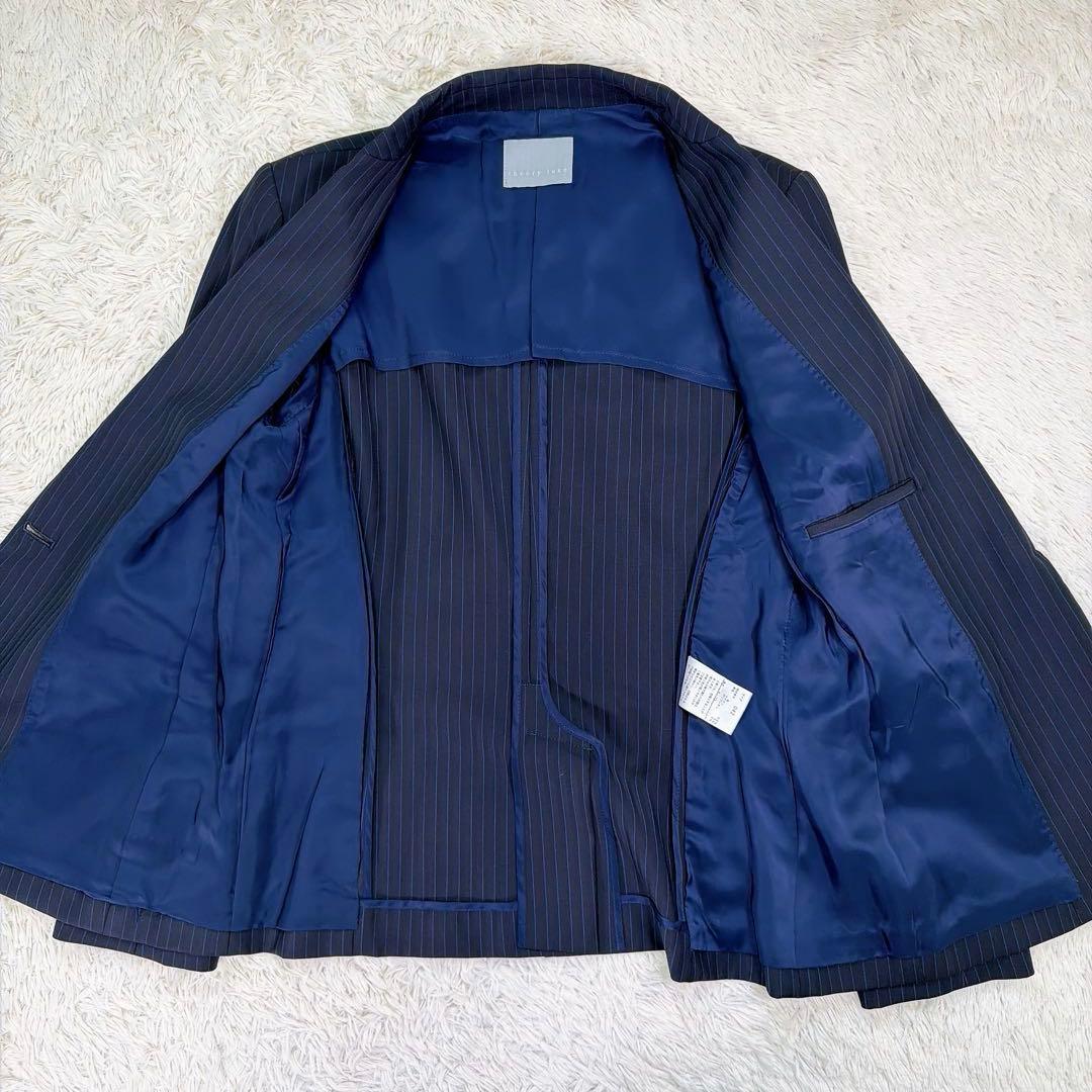 【希少】セオリーリュクス　GABE ストライプ　ネイビー　フレア　スーツ　42