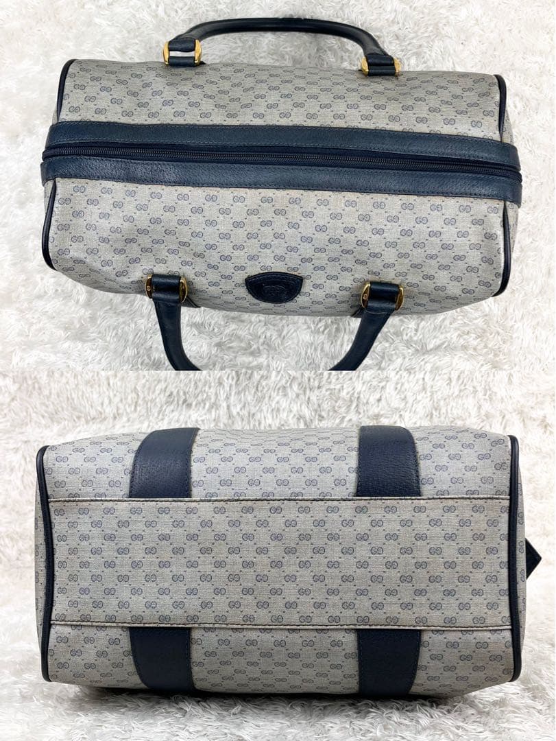 【希少】オールドグッチ マイクロGG ロゴ型押し ボストンバッグ ネイビー