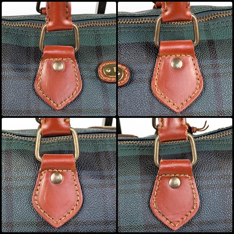 【美品】 ポロラルフローレン ミニ ボストンバッグ チェック柄 PVC レザー