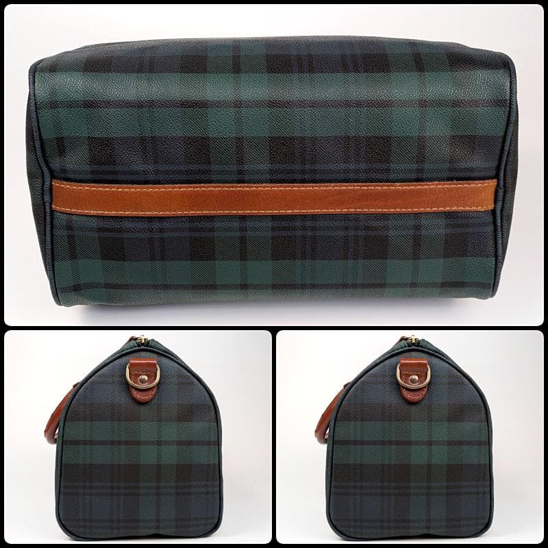 【美品】 ポロラルフローレン ミニ ボストンバッグ チェック柄 PVC レザー