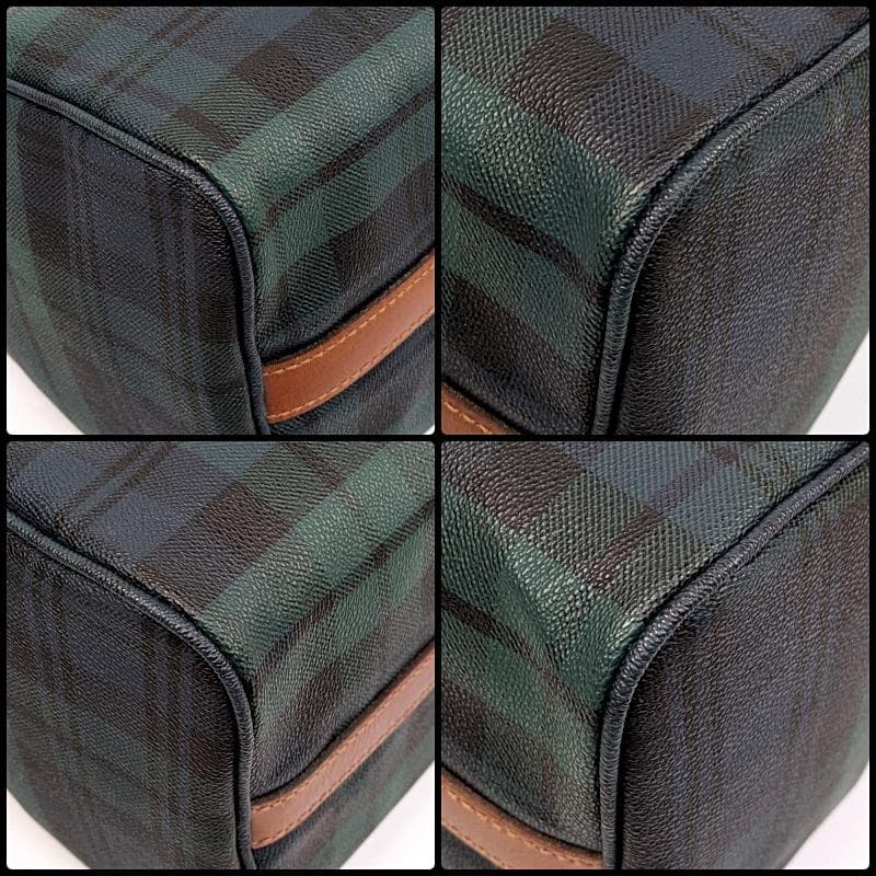 【美品】 ポロラルフローレン ミニ ボストンバッグ チェック柄 PVC レザー