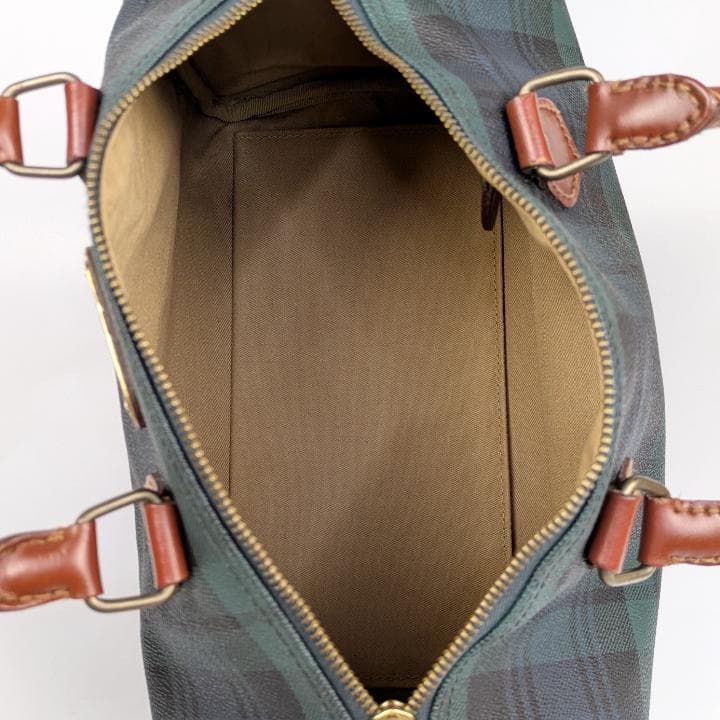 【美品】 ポロラルフローレン ミニ ボストンバッグ チェック柄 PVC レザー