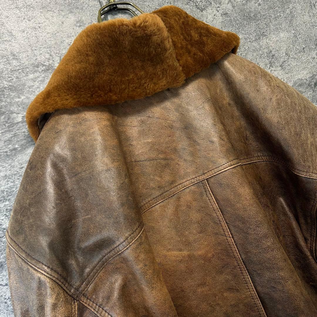 古着　OLD ヴィンテージ 本革レザージャケット　カーコート　イタリア製　激渋