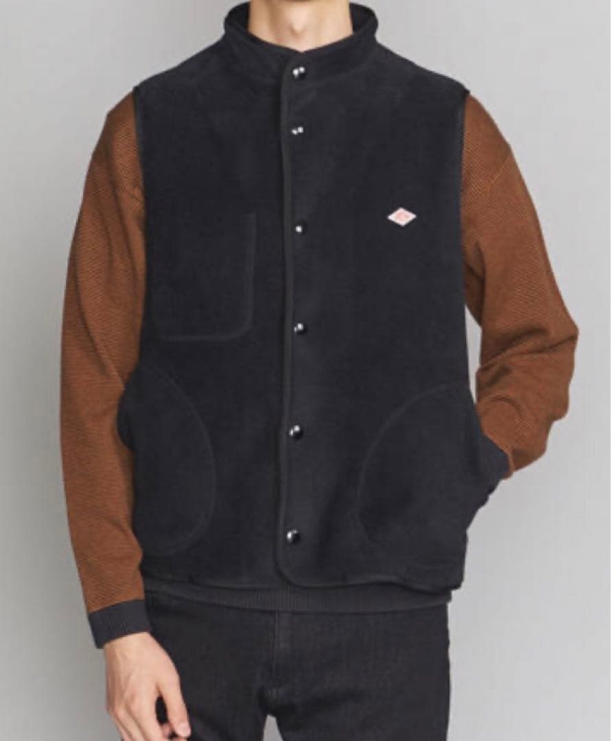 DANTON ダントン　ブラック　黒　フリースベスト　スナップボタン　サイズ40