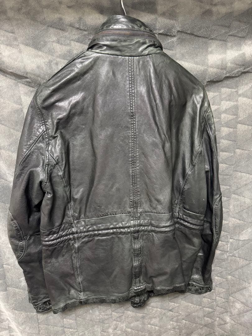 値下げ。DIESEL ブラックレザー ジャケット XL