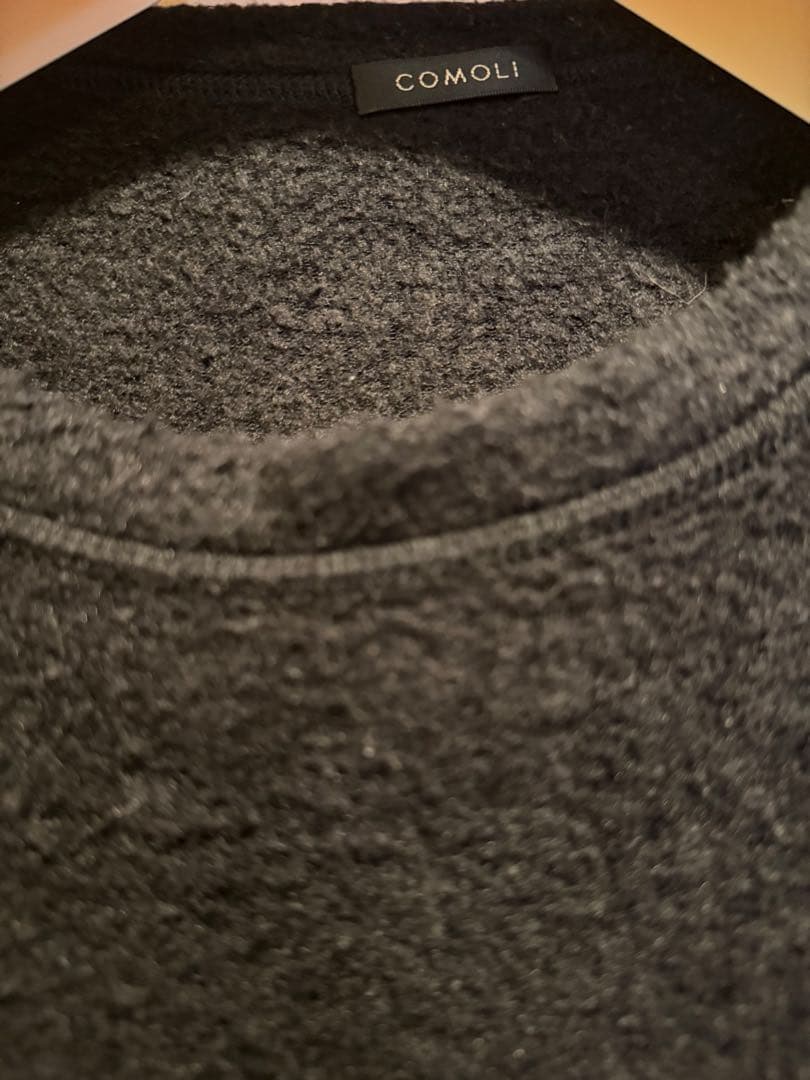 COMOLI 21AW シルクフリース長袖クルー navy 3