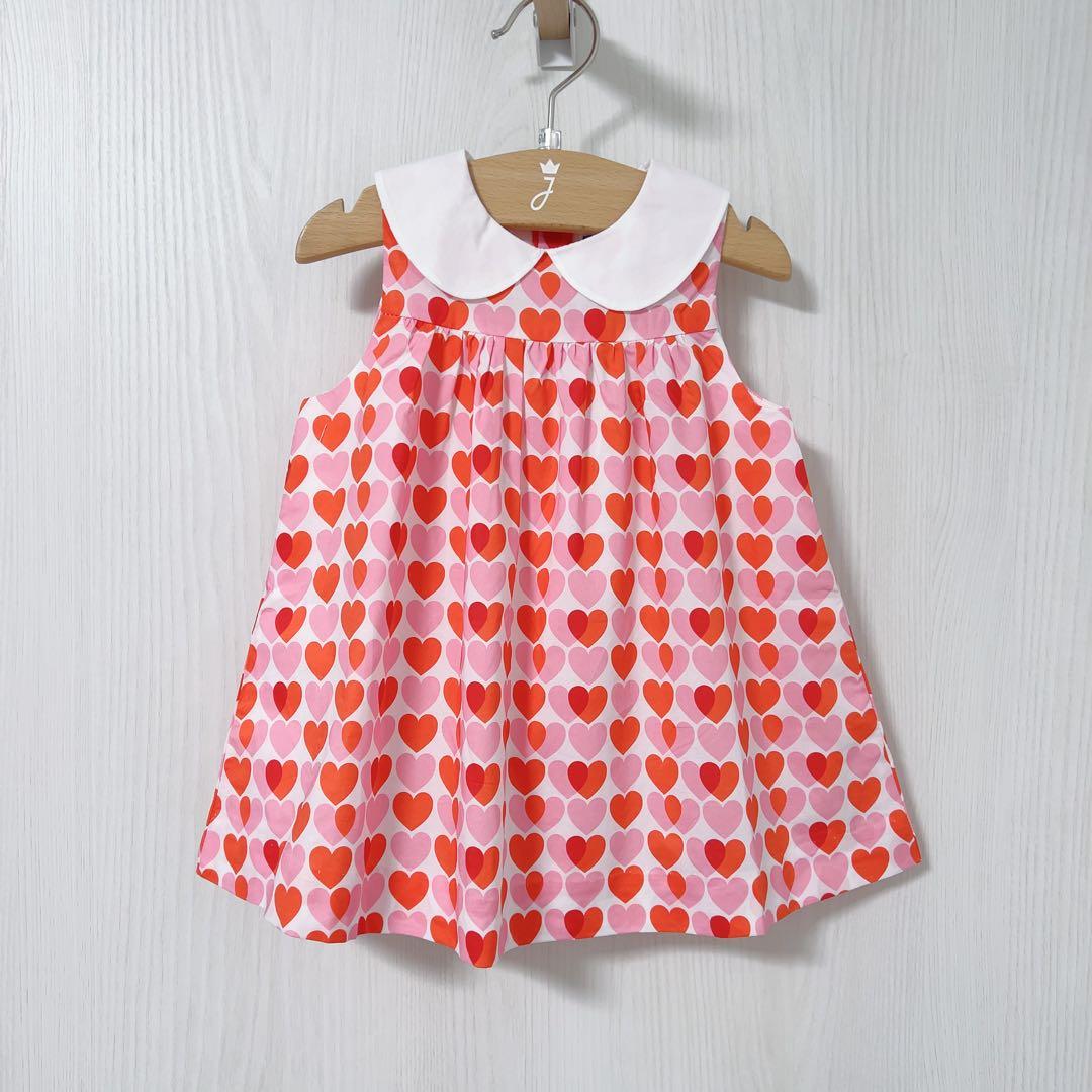 【amao】jacadi 衿付きワンピース　ハート柄　セットアップ　18m