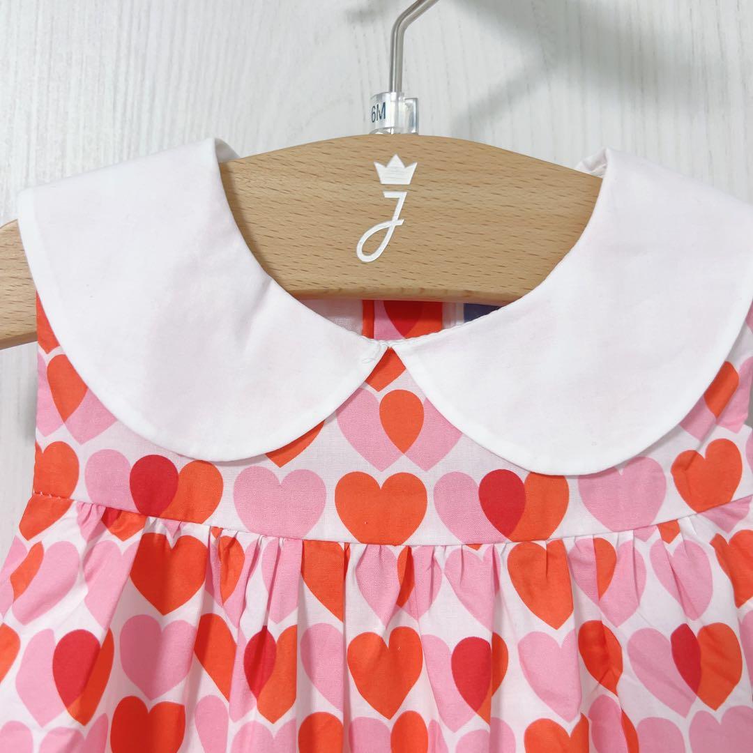 【amao】jacadi 衿付きワンピース　ハート柄　セットアップ　18m