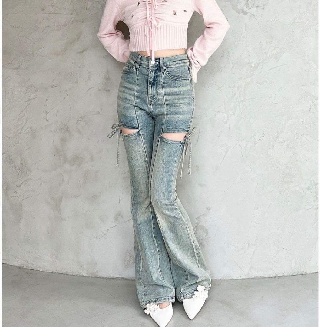 タイムセール！RESEXXY カットアウトリボンデニムパンツ