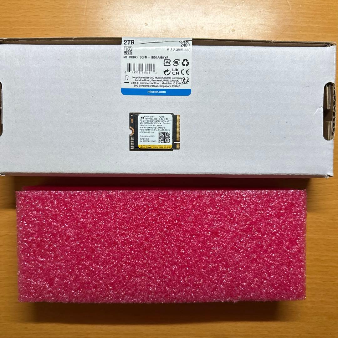 Micron 内蔵SSD 2400 M.2 2230 2TB NVMe