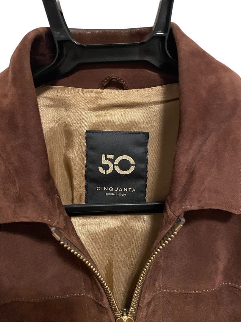 CINQUANTA スエード シングルライダース ブラウン 46