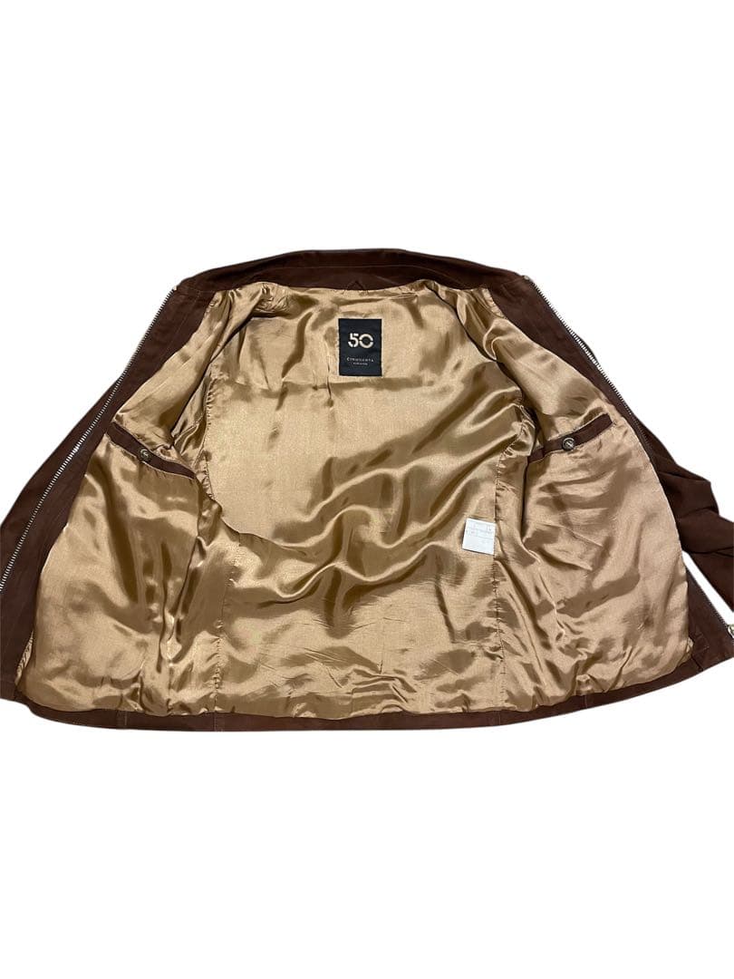 CINQUANTA スエード シングルライダース ブラウン 46