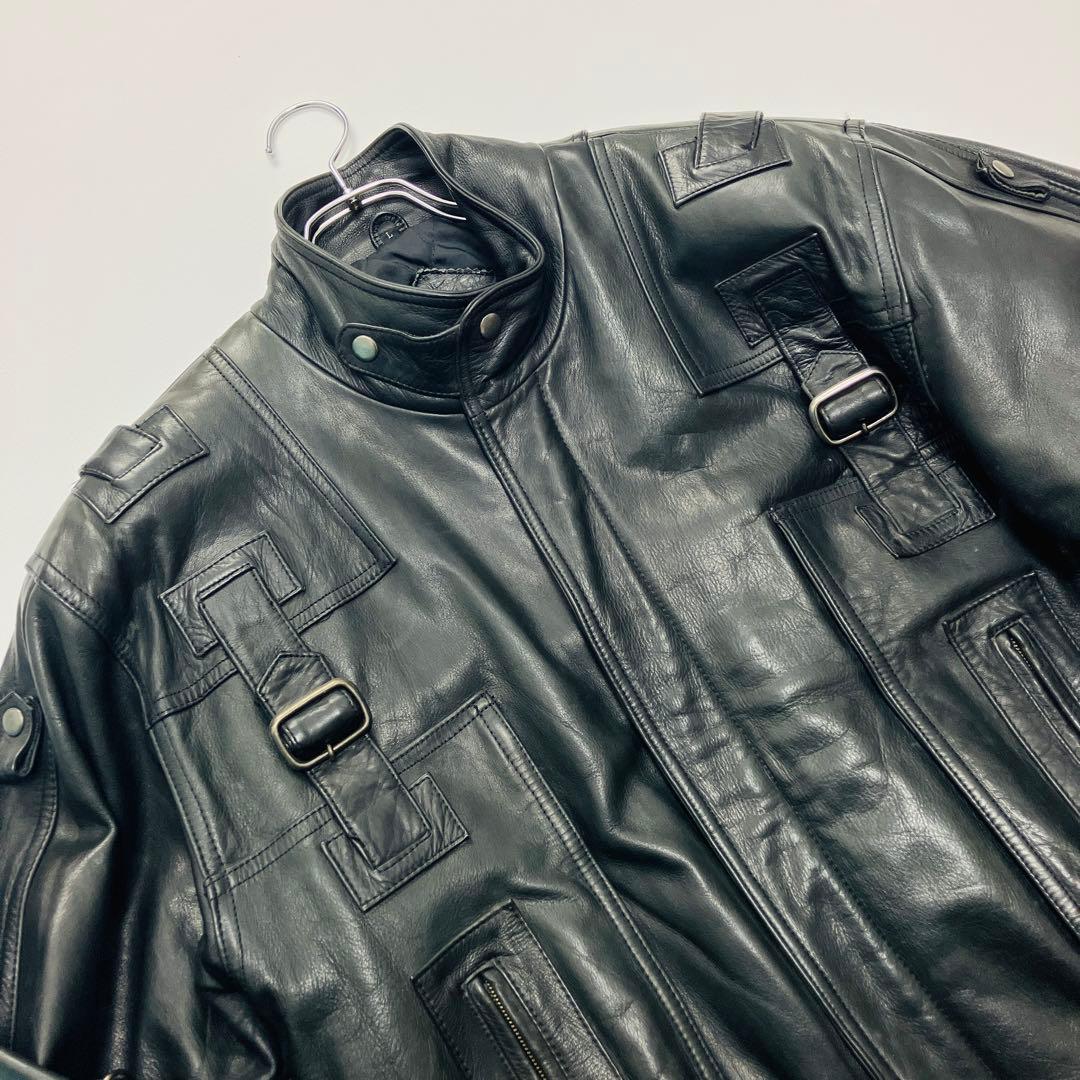 【希少サイズ】　Wind Armor ライダースジャケット　バイカー　牛革　光沢