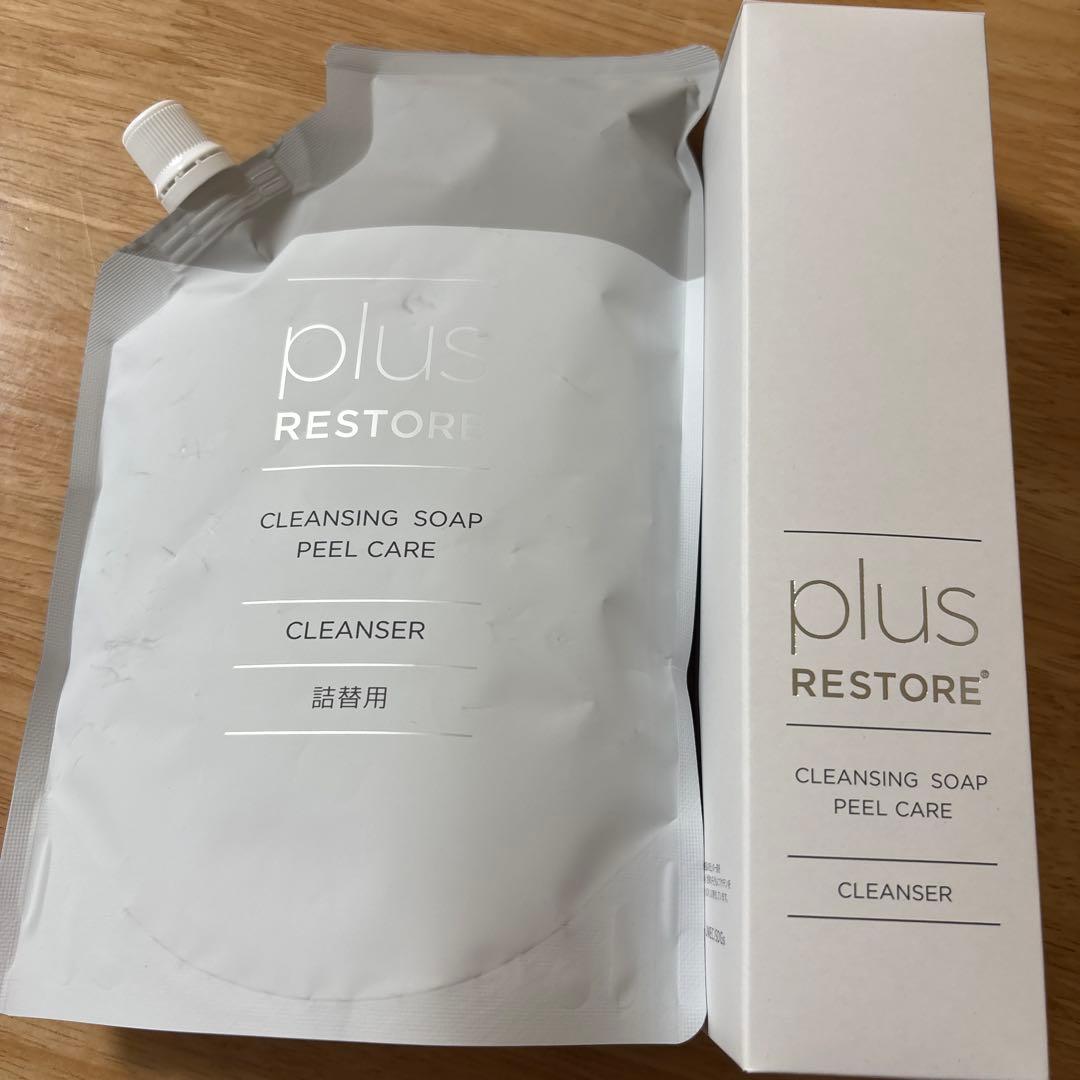 プラスリストア　クレンジングソープ泡　ピールケア　本体と詰替用